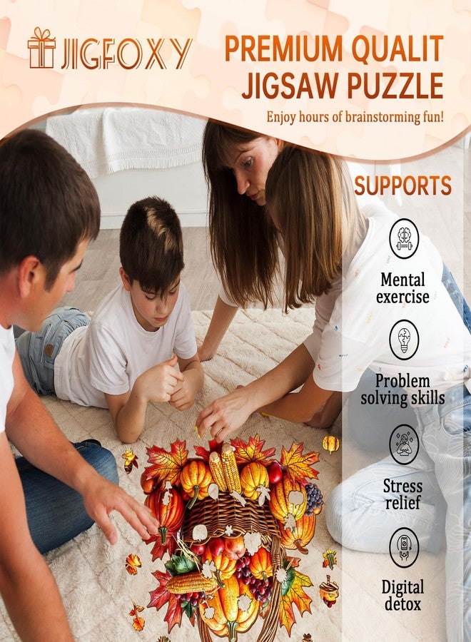 Jigfoxy أحجيات خشبية من جيجفوكسي للكبار، أحجية خشبية خريفية للكبار، أحجية خشبية فريدة على شكل حيوانات، هدايا عيد الميلاد وعيد الشكر لمحبي الأحجيات والعائلة والأصدقاء (الطول - 13.6 × 13.2 بوصة - 265 قطعة) - Image 3